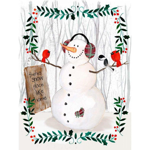 Folk Snowman Forest II Black Modern Wood Framed Art Print with Double Matting by Parker, Jennifer Paxton