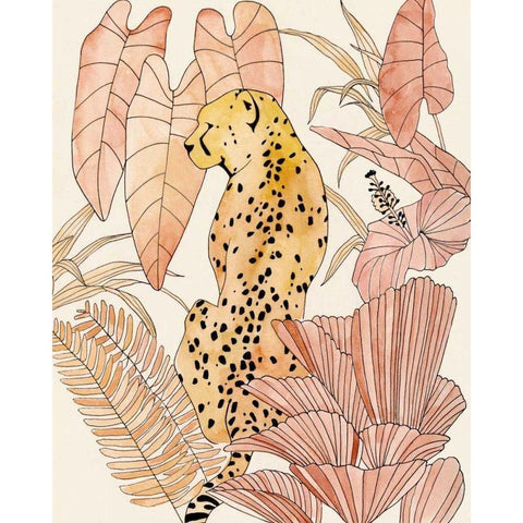 Blush Cheetah I Black Modern Wood Framed Art Print with Double Matting by Warren, Annie