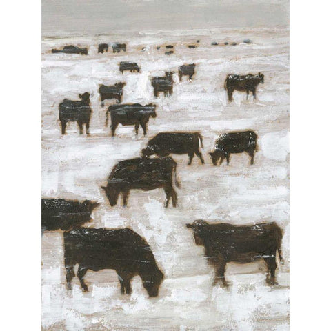 Winter Grazing I Black Modern Wood Framed Art Print with Double Matting by Harper, Ethan