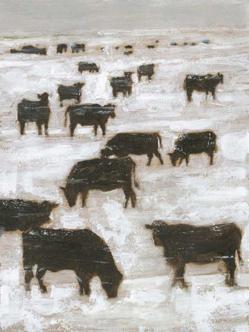 Winter Grazing I Black Ornate Wood Framed Art Print with Double Matting by Harper, Ethan