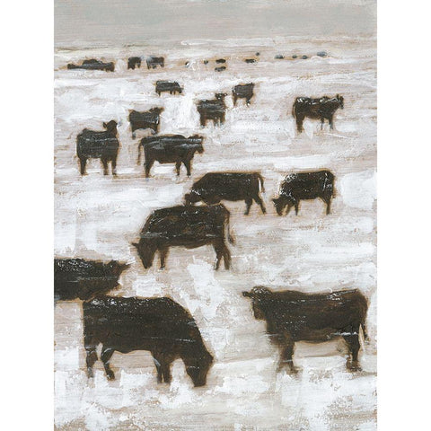 Winter Grazing I Black Modern Wood Framed Art Print with Double Matting by Harper, Ethan