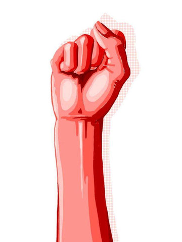 Color Block Fist I Black Ornate Wood Framed Art Print with Double Matting by Popp, Grace