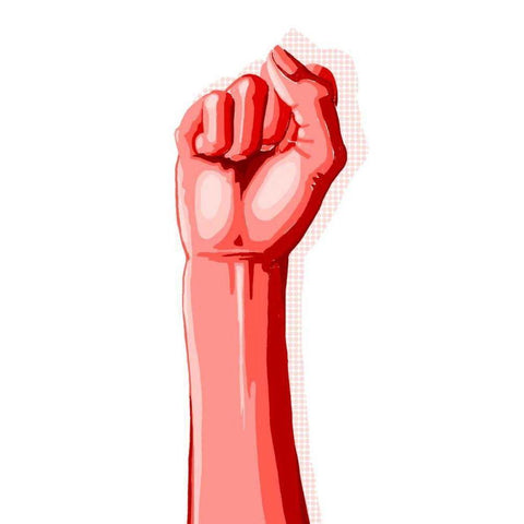 Color Block Fist I Black Modern Wood Framed Art Print with Double Matting by Popp, Grace