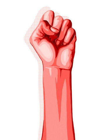 Color Block Fist II Black Ornate Wood Framed Art Print with Double Matting by Popp, Grace