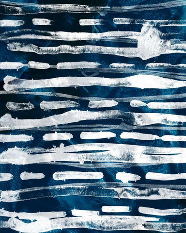 Indigo Memory III White Modern Wood Framed Art Print with Double Matting by Vess, June Erica