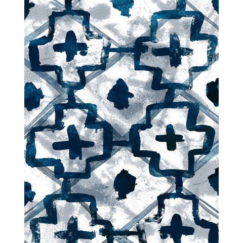 Indigo Memory VI White Modern Wood Framed Art Print by Vess, June Erica