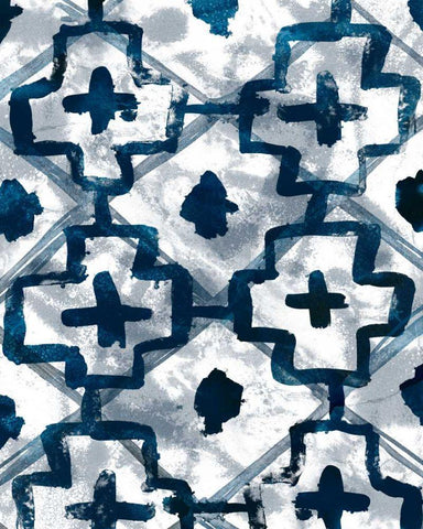 Indigo Memory VI White Modern Wood Framed Art Print with Double Matting by Vess, June Erica