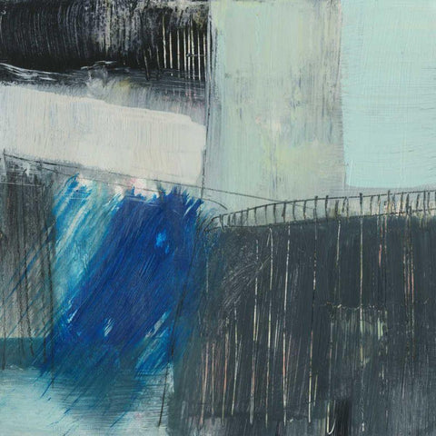 Cobalt Swipe II Black Modern Wood Framed Art Print with Double Matting by Goldberger, Jennifer