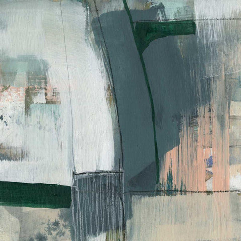 Collaged Plains I White Modern Wood Framed Art Print with Double Matting by Goldberger, Jennifer