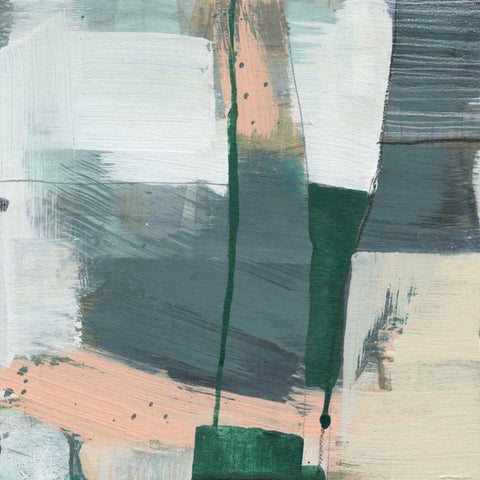 Collaged Plains II White Modern Wood Framed Art Print by Goldberger, Jennifer