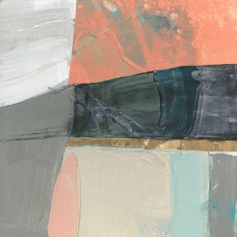 Hints of Coral II White Modern Wood Framed Art Print with Double Matting by Goldberger, Jennifer