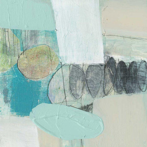 Seafoam Orbs I Black Modern Wood Framed Art Print with Double Matting by Goldberger, Jennifer