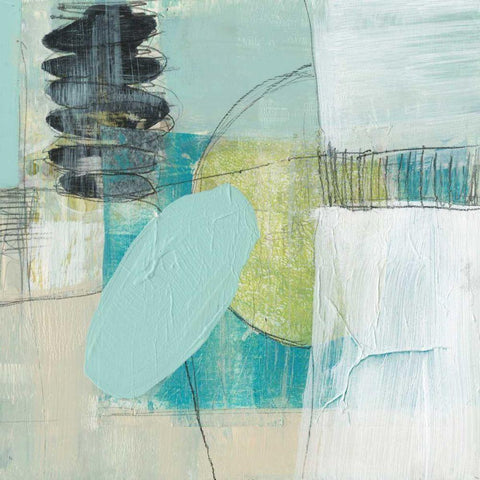 Seafoam Orbs II Black Ornate Wood Framed Art Print with Double Matting by Goldberger, Jennifer