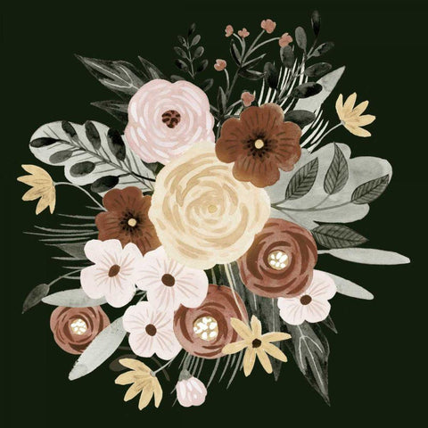 Earthy Bouquet II Black Ornate Wood Framed Art Print with Double Matting by Borges, Victoria