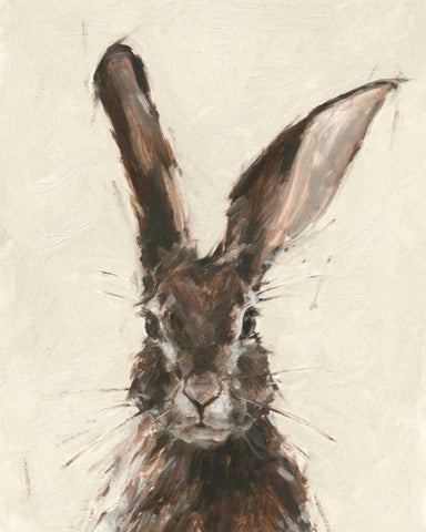 European Hare II White Modern Wood Framed Art Print with Double Matting by Harper, Ethan