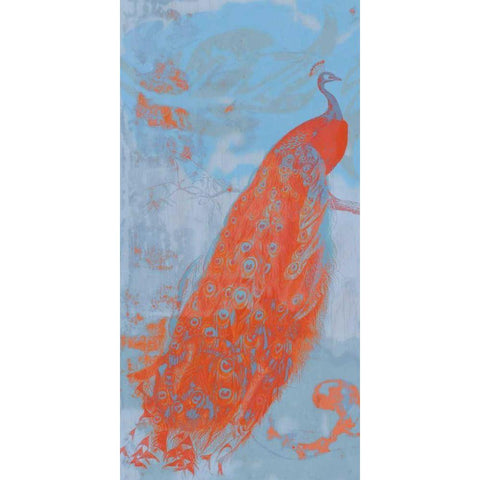 Pop Peacock I Black Modern Wood Framed Art Print with Double Matting by Goldberger, Jennifer