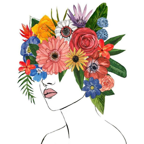 Flower Lady II Black Modern Wood Framed Art Print by Warren, Annie