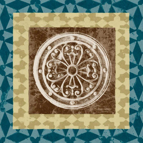 Squared Circle IV Gold Ornate Wood Framed Art Print with Double Matting by Saunders, Alonzo