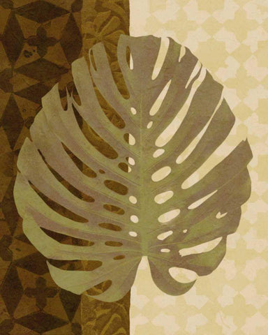 Tropical Leaf I White Modern Wood Framed Art Print with Double Matting by Saunders, Alonzo