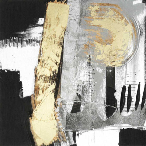 Golden Strokes II Gold Ornate Wood Framed Art Print with Double Matting by Goldberger, Jennifer