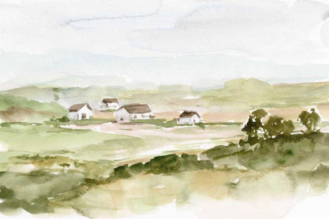 Farm Valley I White Modern Wood Framed Art Print with Double Matting by Harper, Ethan