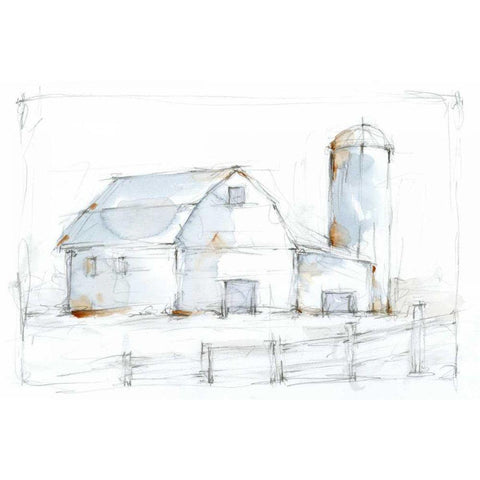 Barnyard Pencil Sketch I Black Modern Wood Framed Art Print with Double Matting by Harper, Ethan