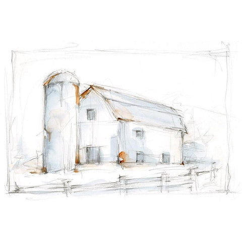 Barnyard Pencil Sketch II Black Modern Wood Framed Art Print by Harper, Ethan