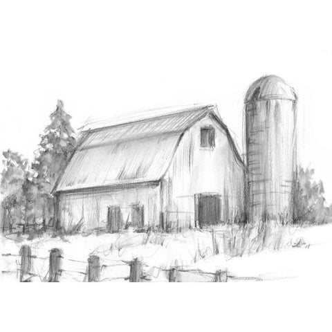 Black and White Barn Study I Black Modern Wood Framed Art Print by Harper, Ethan