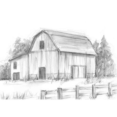 Black and White Barn Study II White Modern Wood Framed Art Print by Harper, Ethan