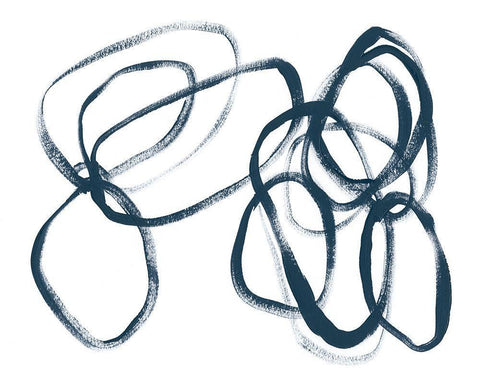 Indigo Intertwined II White Modern Wood Framed Art Print with Double Matting by Vess, June Erica