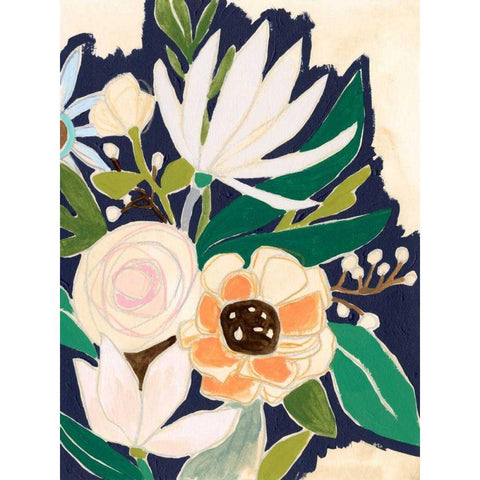 Floral Interim I Black Modern Wood Framed Art Print with Double Matting by Vess, June Erica