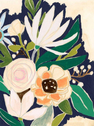 Floral Interim I Black Ornate Wood Framed Art Print with Double Matting by Vess, June Erica