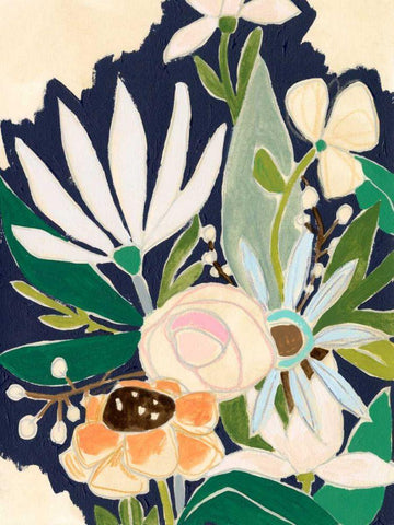 Floral Interim II White Modern Wood Framed Art Print with Double Matting by Vess, June Erica