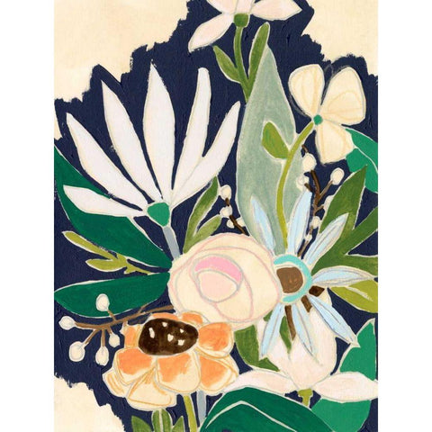Floral Interim II Black Modern Wood Framed Art Print with Double Matting by Vess, June Erica