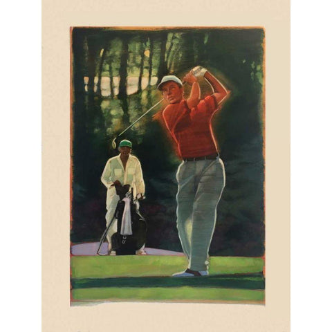 The Golfer White Modern Wood Framed Art Print by Dean, Bruce