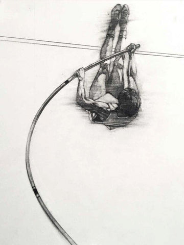 The Vaulter White Modern Wood Framed Art Print with Double Matting by Dean, Bruce