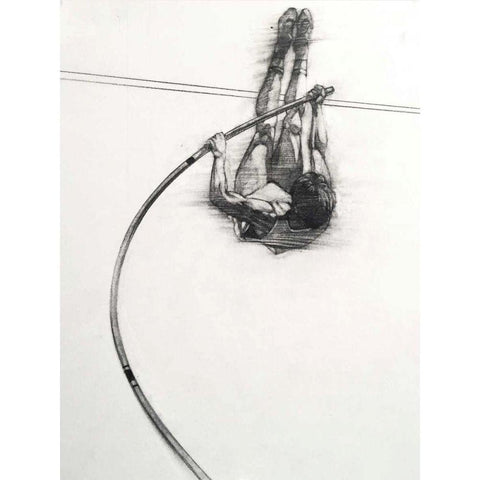 The Vaulter White Modern Wood Framed Art Print by Dean, Bruce