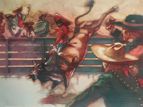 The Rodeo Black Ornate Wood Framed Art Print with Double Matting by Dean, Bruce