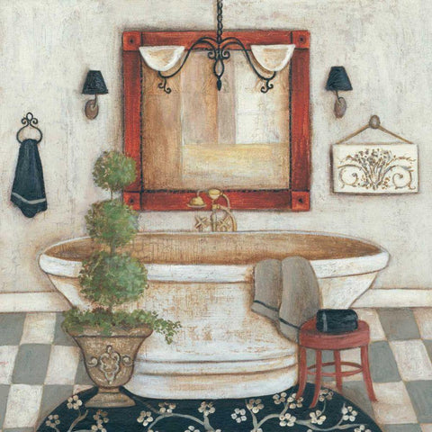 Casual Bath II Black Ornate Wood Framed Art Print with Double Matting by Rig, R.