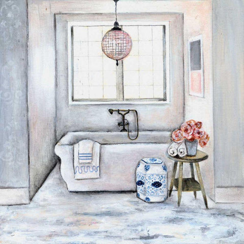 Neutral Bath II White Modern Wood Framed Art Print by Rig, R.