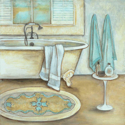 Soft Bath II White Modern Wood Framed Art Print with Double Matting by Rig, R.