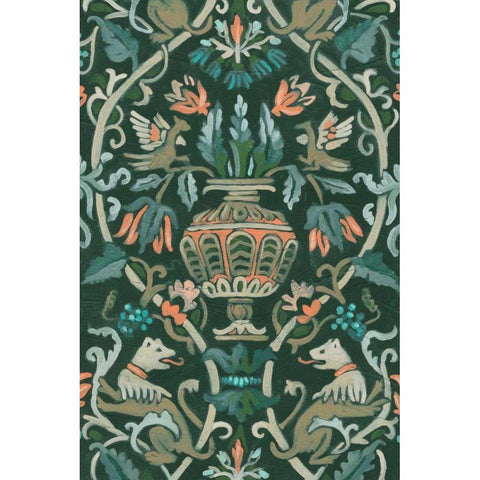 Verdant Tapestry I Black Modern Wood Framed Art Print with Double Matting by Vess, June Erica