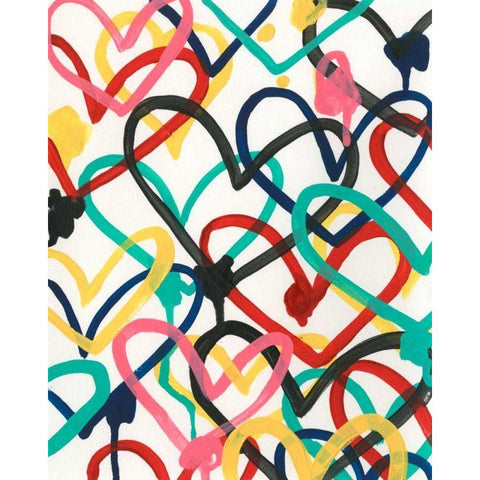Heart Scribbles I Black Modern Wood Framed Art Print with Double Matting by Vess, June Erica