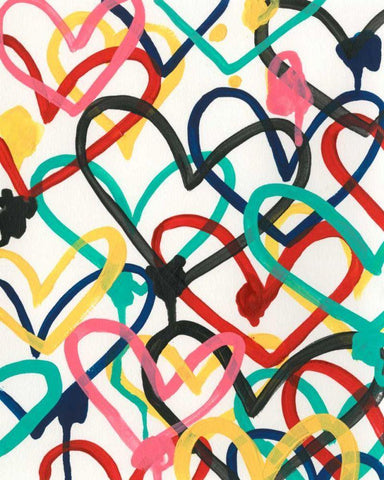 Heart Scribbles I White Modern Wood Framed Art Print with Double Matting by Vess, June Erica