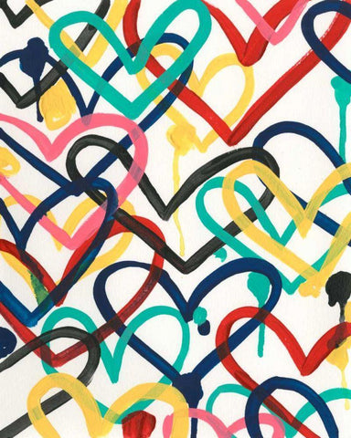 Heart Scribbles II White Modern Wood Framed Art Print with Double Matting by Vess, June Erica