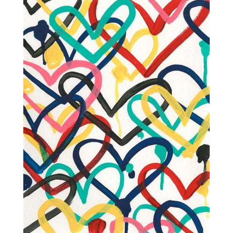 Heart Scribbles II Black Modern Wood Framed Art Print by Vess, June Erica