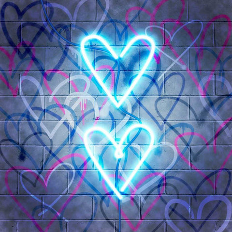 Neon Heart I White Modern Wood Framed Art Print with Double Matting by Popp, Grace