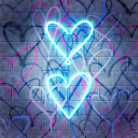 Neon Heart II White Modern Wood Framed Art Print with Double Matting by Popp, Grace