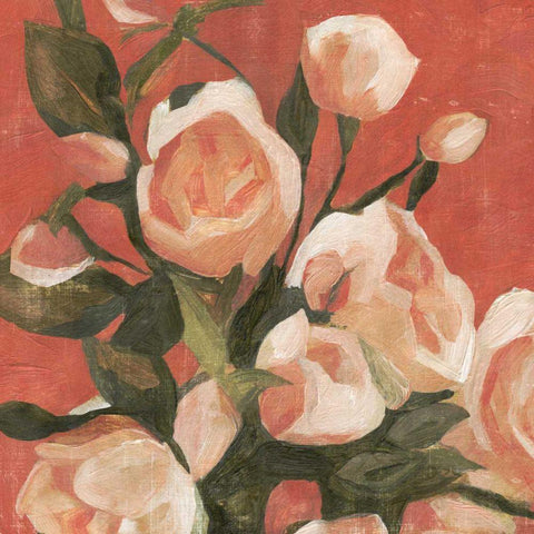 Rose Tangle I White Modern Wood Framed Art Print with Double Matting by Caroline, Emma