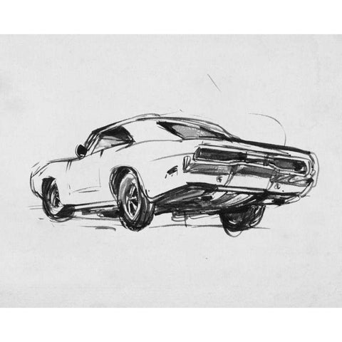 Classic Car Sketch I White Modern Wood Framed Art Print by Warren, Annie